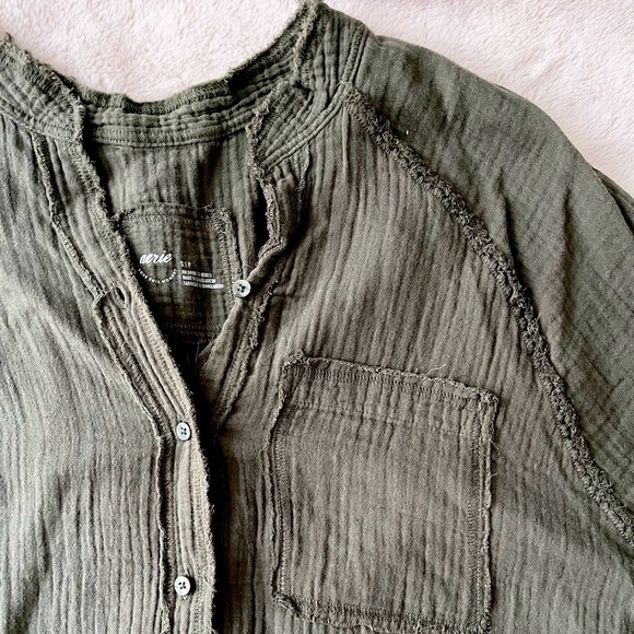 NWOT Aerie Pool to Party Gauzy Swim Coverup Cotton Olive Green Size S - Picture 8 of 13